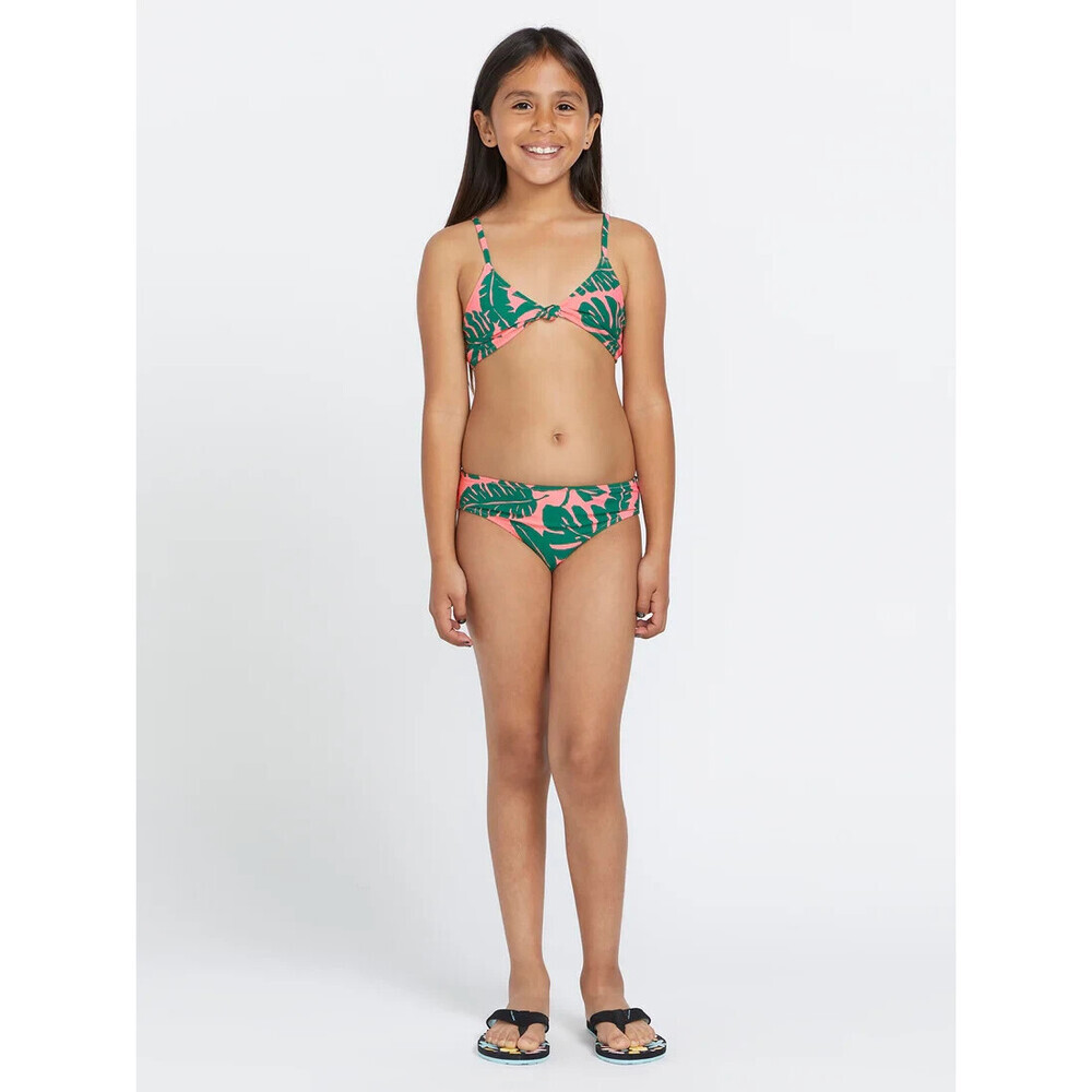 Volcom Leaf Ur Life Swim Set Girls 7 Emerald Green Tropical Stretch Beach ERK166